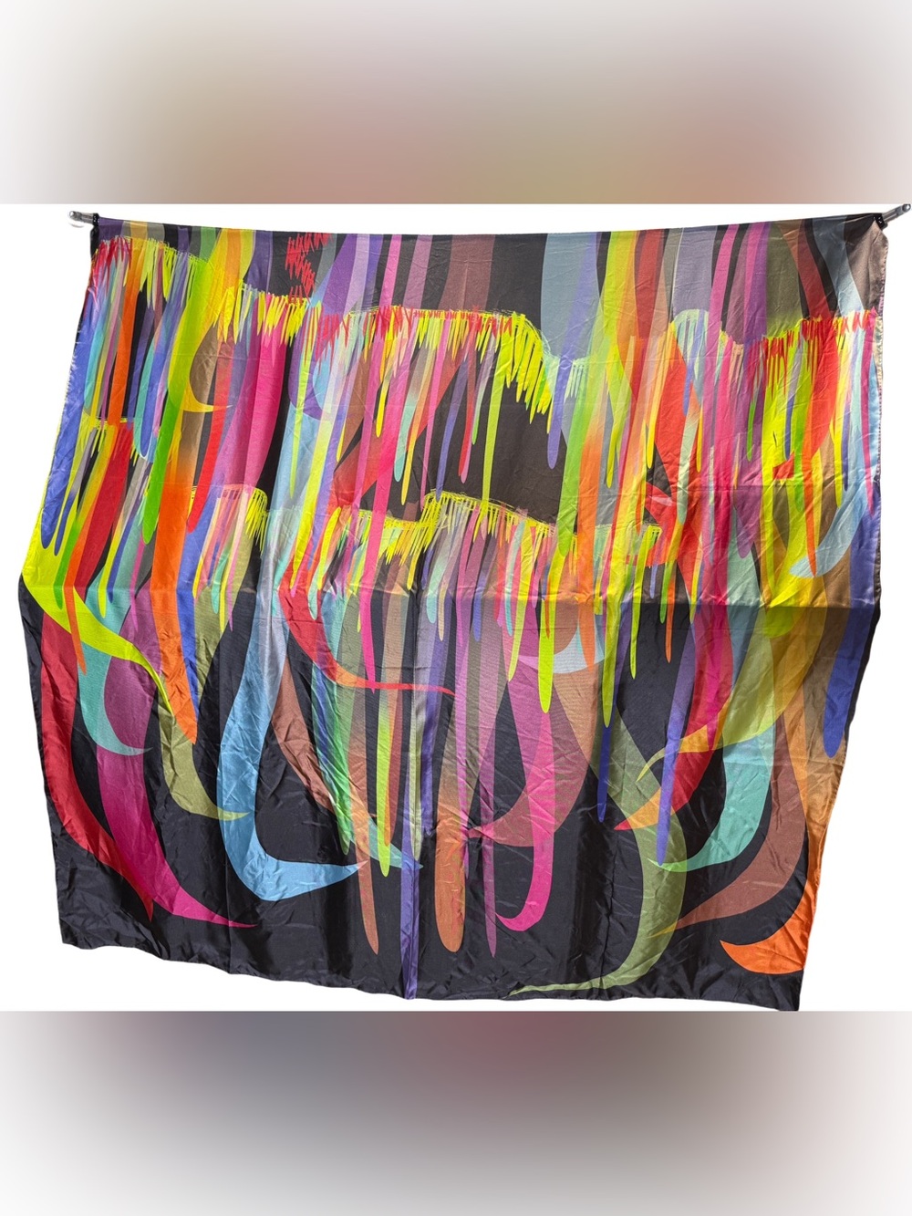 Yarns Silk Vibrant Multicolor Abstract Print Scarf Wrap